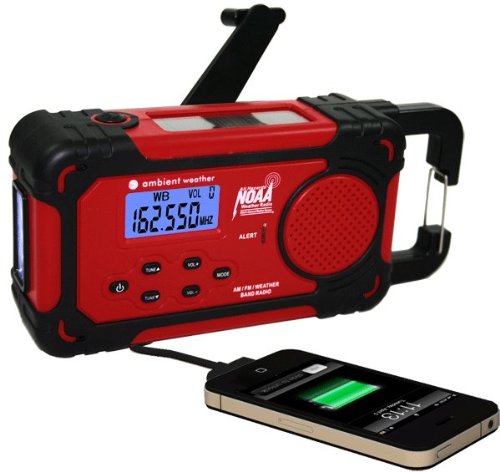  Weather Alert Radio, Flashlight, Smart Phone Charger : Wind up Battery